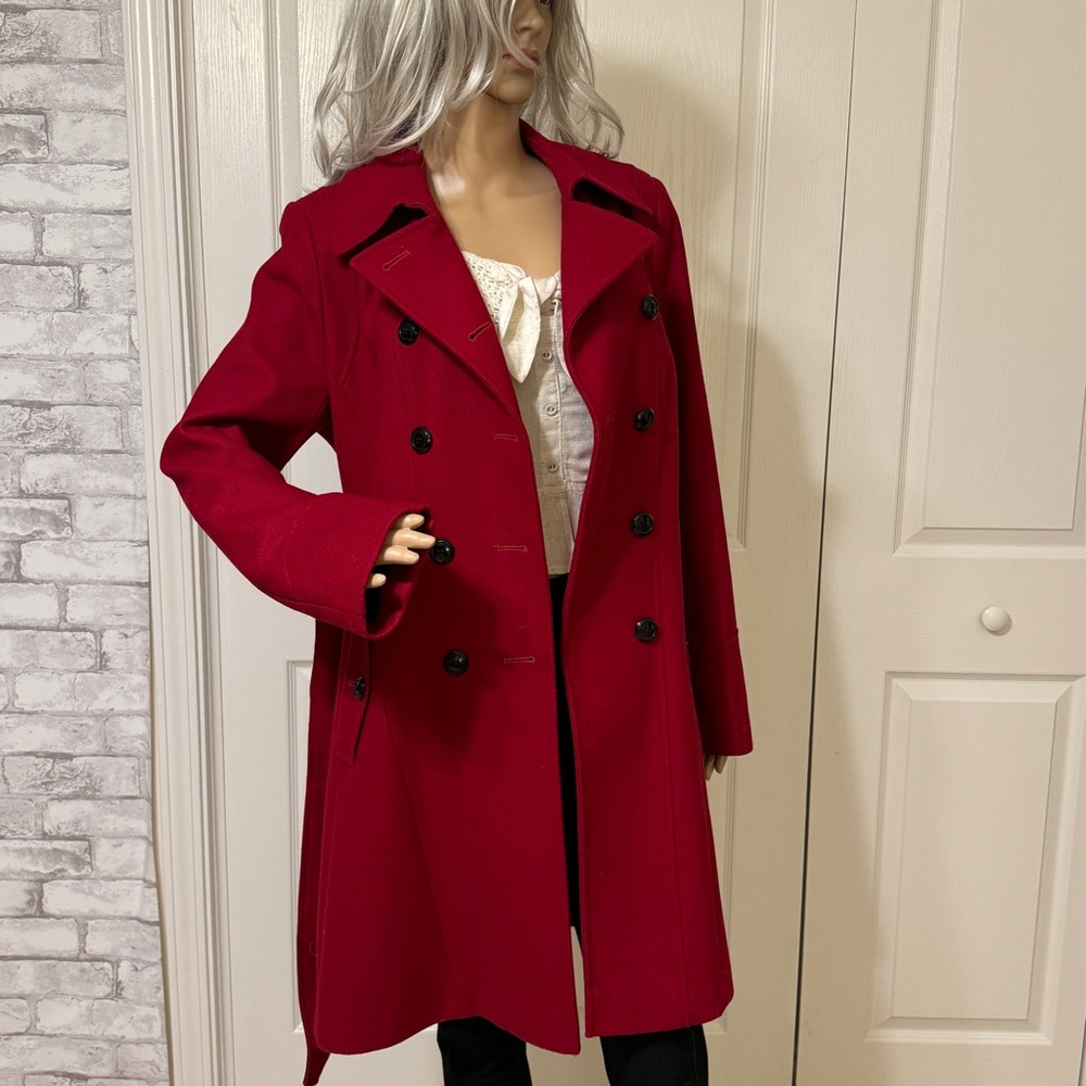 ANA Wool Red Double Breasted Jacket Coat Sz Medium - Picture 12 of 16